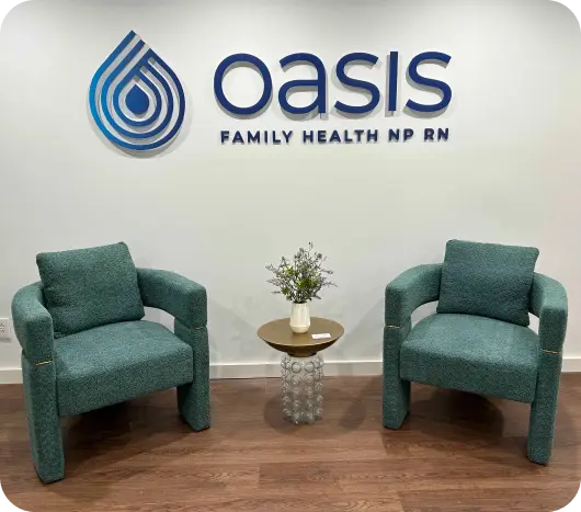 Assortment of colorful Oasis Family Health IV drip bags