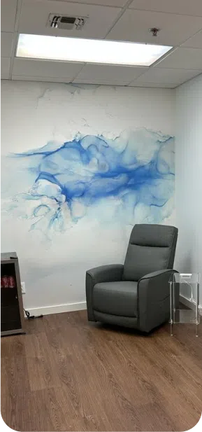 Private IV therapy room with reclining chair