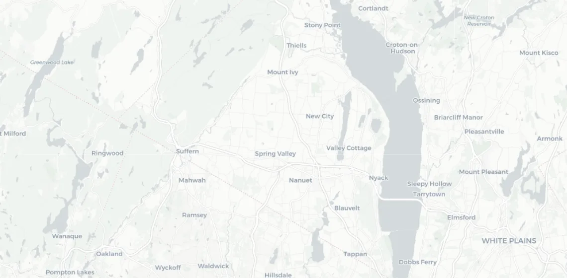 Map of the towns Oasis Family Health serves around Pomona, NY